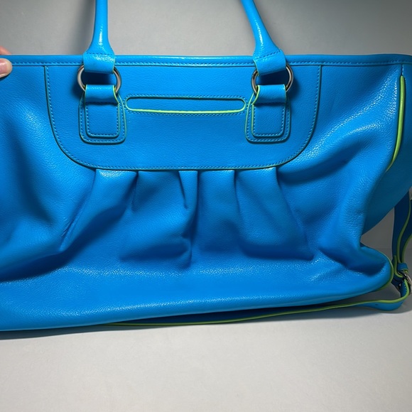 Baekgaard Blue and Green Leather Weekender Bag - Picture 3 of 7